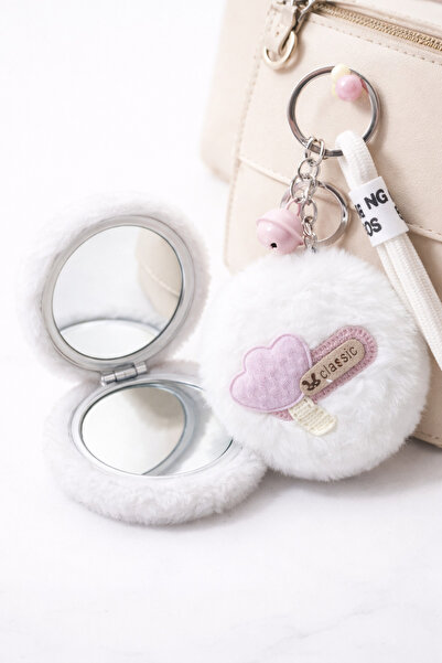 Şirin Bulut Figürlü Anahtarlık Cep Aynası (Büyüteçli)