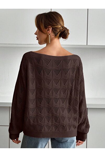 TOFAN TRİKO Boat Neck Openwork Knitwear Sweater