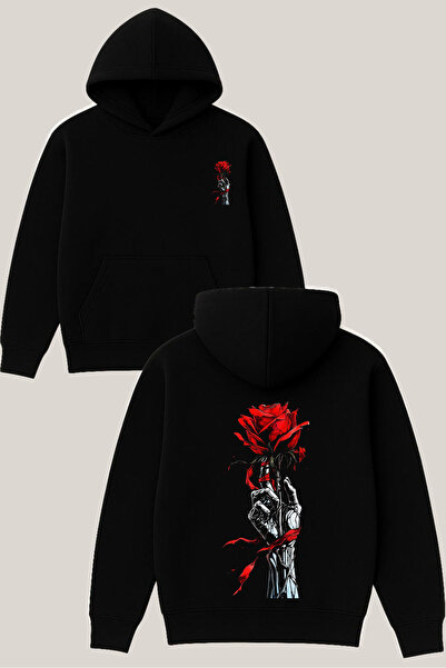 RawNox سويت شيرت جول ديزاين أسود للجنسين قصة فضفاضة 3 Thread Ş مبطن بالصوف K ...