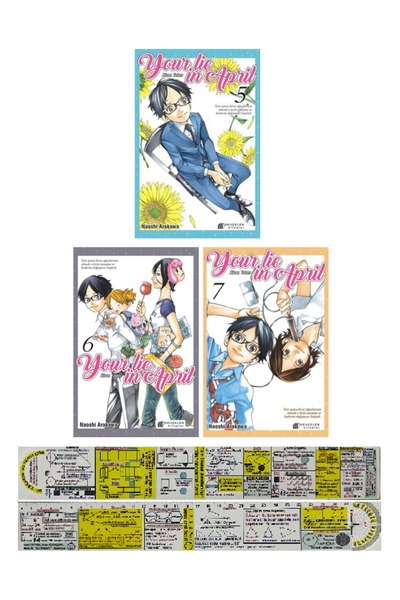 Akıl Çelen Kitaplar Your Lie in April 5-6-7. Ciltler Manga Seti + Özel Cetvel