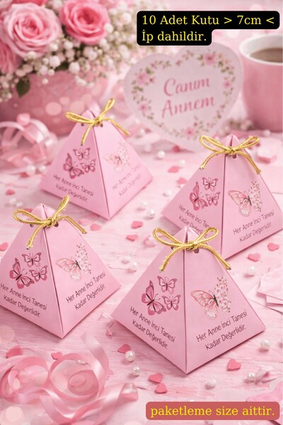 Emtory Home 10 Adet Kelebek Konsept Piramit Kutu - Hediye Kutusu - Anahtarlık...