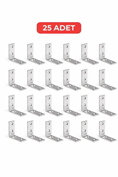 GÜMÜŞ 25 Adet L Demir Gönye Köşebent 15x35mm - Mobilya Dolap Raf Masa Çekmece...
