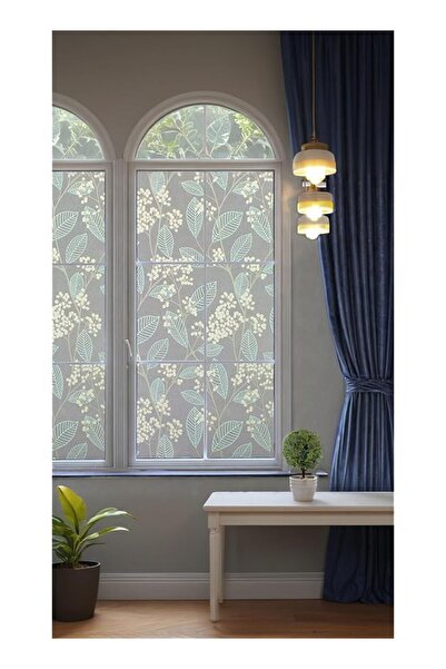 The Bros 3D Leaf Pattern Privacy Window Film - Decorative Static Cling Glass Film with Anti-UV Protection for
