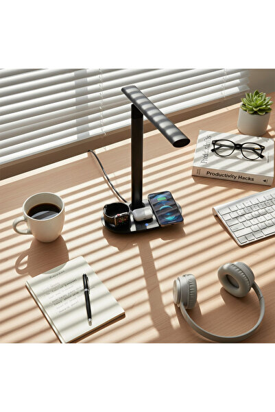 Generic Wireless Charging Station with LED Desk Lamp – 3-in-1 Wireless Charger