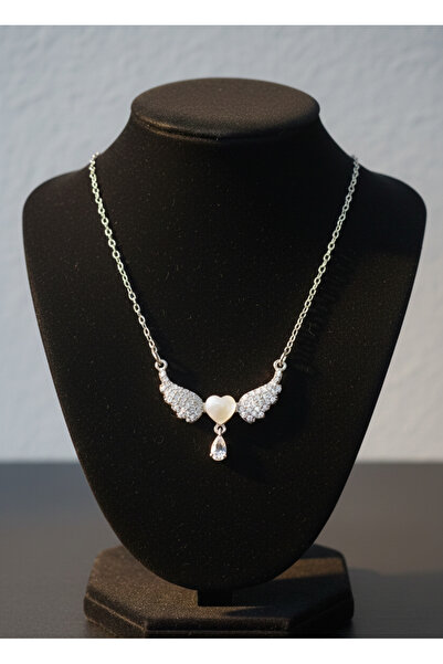 Store kalpli melek kanatlı taşlı kolye