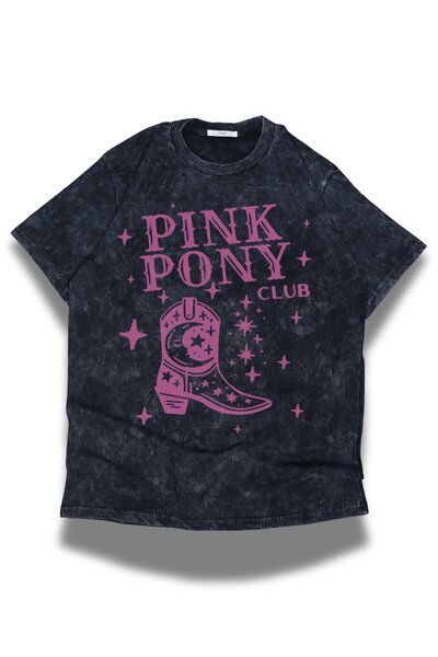 Fuddy Moda Unisex Pink Pony Club εμπριμέ μπλουζάκι που πλένεται, oversized Ch...