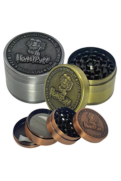 REKS Kabartmalı HoneyPuff Premium Metal 50 MM Baharat Öğütücü Grinder | 4 Parça | Keskin Dişli