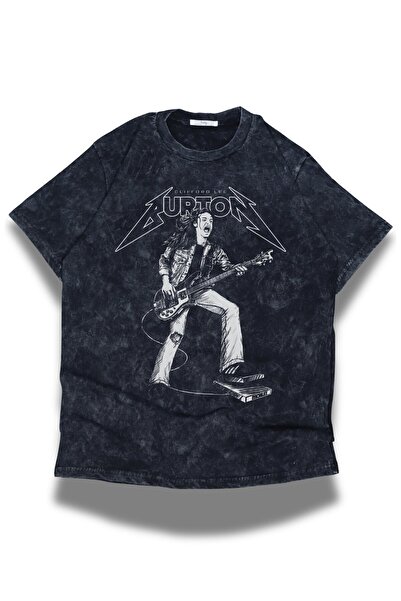 Fuddy Moda تي شيرت كليرفورد لي بيرتون مطبوع للجنسين قابل للغسل، تي شيرت ريترو ذو طابع ميتاليكا قصة فضفاضة