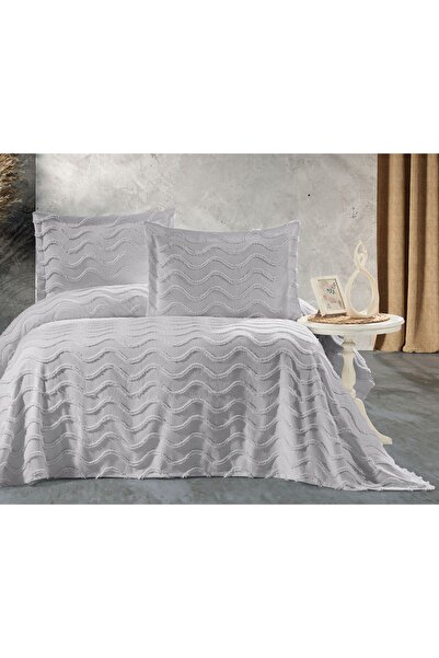 vionetta Zenn Gray Chenille Bedspread 3 Pieces