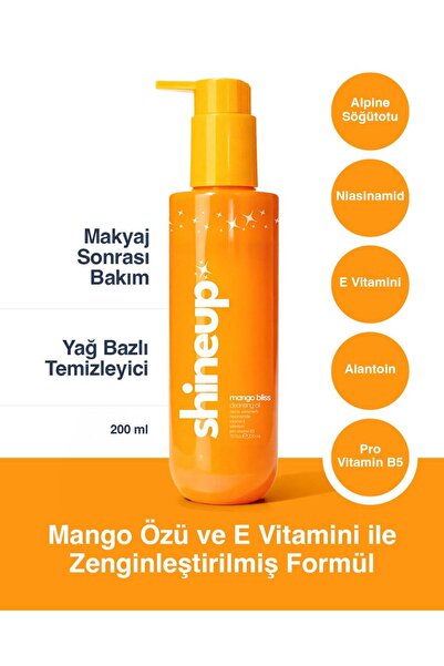 shineup Mango Bliss Yağ Bazlı Temizleyici 200 ml | Makyaj Temizleyici Tüm Cil...