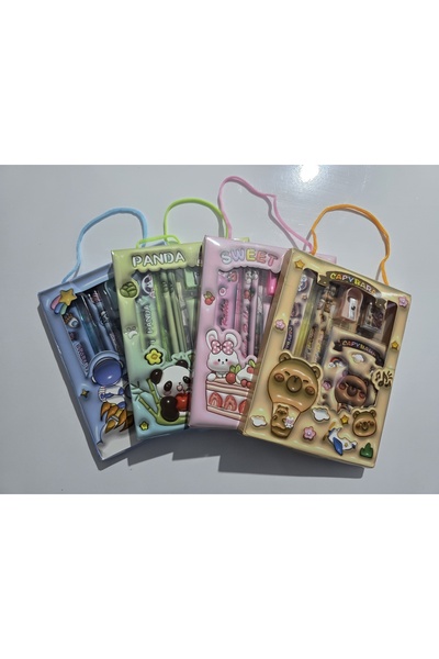 Ximi Sevimli Figürlü Çocuk Kırtasiye Seti – 2 Kalem, Silgi, Cetvel & Kalemtır...