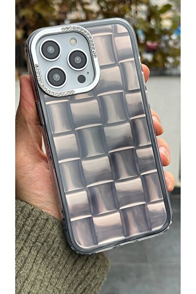 EDELFU حافظة هاتف بنمط مربع شفاف مع إطار للكاميرا بتفاصيل حجرية متوافقة مع آي...