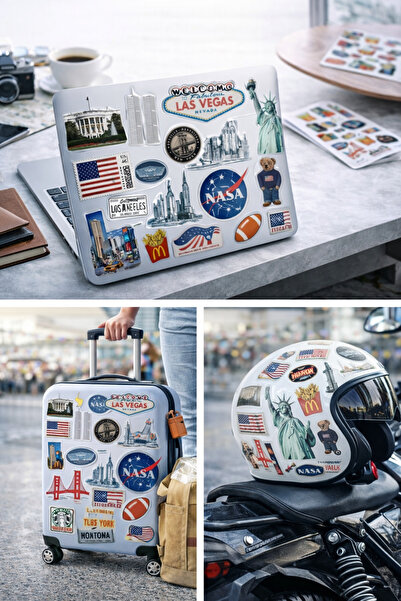 Limitless Design مجموعة ملصقات ذات طابع أمريكي - 22x30 سم |   ملصق سفر لنيويو...