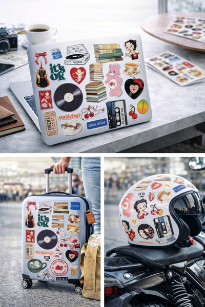 Limitless Design مجموعة ملصقات ريترو جمالية ولطيفة – 22×30 سم |   ملصق كتاب، ...