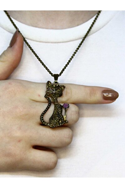 esha Natural Stone Amethyst Natural Stone Cat Model Ancient Woman Necklace Eu...