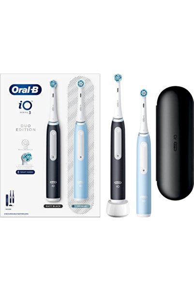 Oral-B Set of 2 iO3 Electric Toothbrushes, 8800 movements/min, 3D Cleaning, Timer, 3 programs, 2 hea