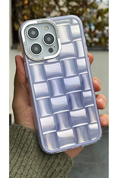 EDELFU حافظة هاتف بنمط مربع شفاف مع إطار للكاميرا بتفاصيل حجرية متوافقة مع آي...