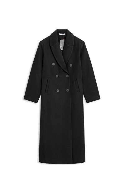 praye Fine Textured Long Coat Black