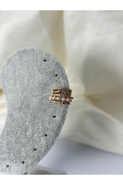 divakse Steel Earrings Cartilage Model Zircon Pearl Stone Gold