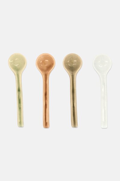 Muy Mucho 4Pcs Stoneware Spoon, Multicolor