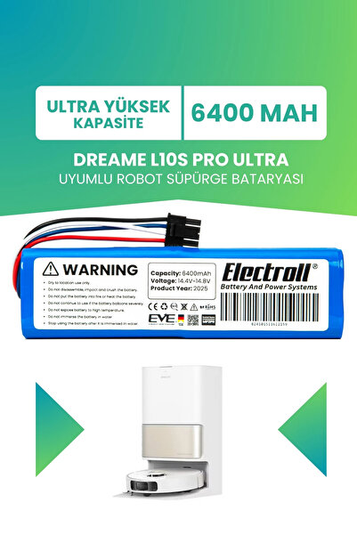 ELECTROLL Dreame L10s Pro Ultra Uyumlu Batarya 6400mah Robot Süpürge Bataryas...
