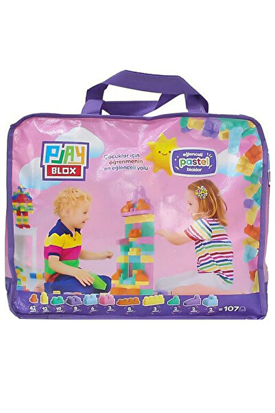TOY PLAY Play Blox Pastel Colors Mega Block Set 107 Pieces Pink Bag 2977