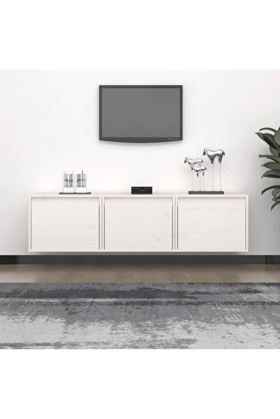 vidaxl TV Cabinets 3 pcs White Solid Wood Pine