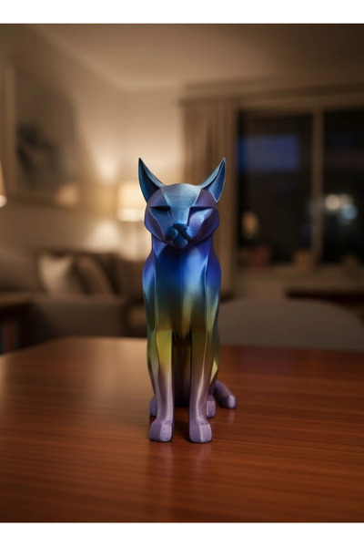 renklime BFS Rainbow Renkli Kedi Biblosu Dekoratif Masa ve Raf Süsü