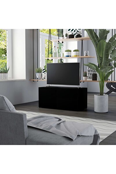 vidaxl TV Cabinet Black 80x34x36 cm Engineered Wood