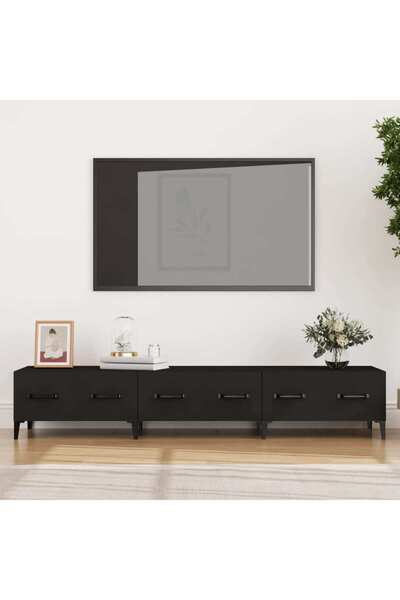 vidaxl خزانة تلفزيون سوداء 150×34.5×30 سم مصنوعة من الخشب المصنّع