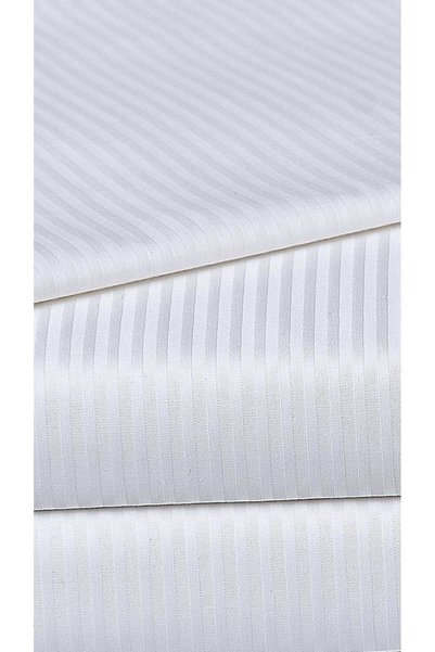 mer-tim ezberbozan ev tekstili Mertim Home Textile White Striped Cotton Satin Single Fitted Sheet Set
