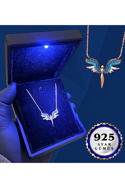 hediye arıları Işıklı Kutusunda 925 Ayar Zirkon Taşlı Melek Tasarımlı Gümüş K...