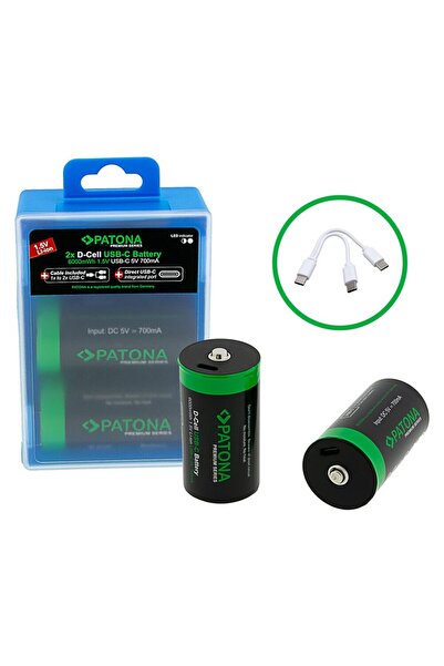 Patona Baterie premium LR20 cu încărcare USB-C - 1412