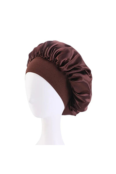 Choice4 coffee Women Satin Bonnet Hair Bonnet for Sleeping Hair Care Silk Bonnets Solid Wide-brimmed Sleepin