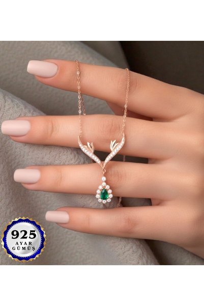 MEGA KANYON Premium Safir Taşlı 925 Ayar Damla Tasarımlı Gümüş Kolye
