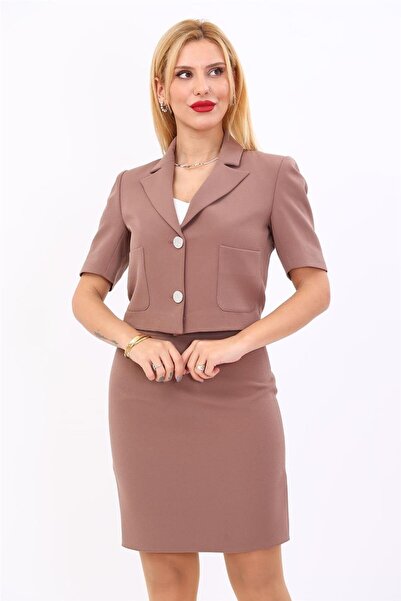 ÖNDER ÖZSOY Men's Collar Mini Women's Jacket-Brown