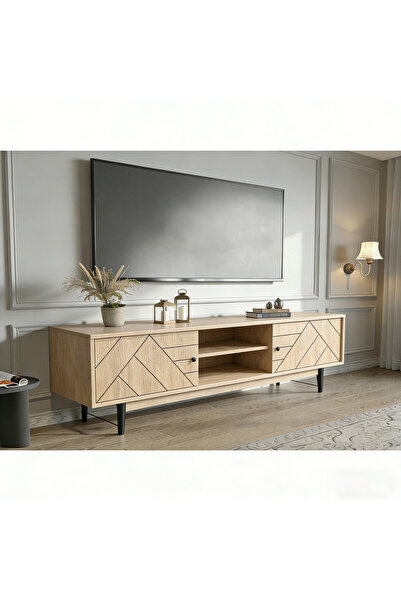 Bleco خزانة تخزين تلفزيون خشبية أنيقة، مناسبة لغرف المعيشة المنزلية