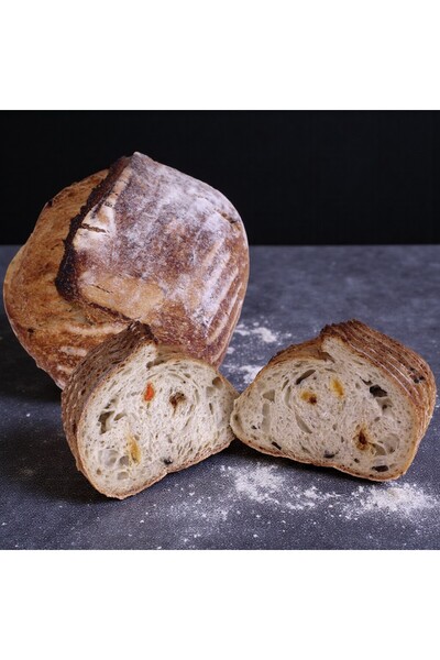 Ekşi Simit %100 Ekşi Mayalı Zeytinli, Kekikli ve Kuru Domatesli Ekmek