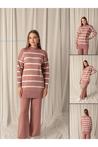Abalı Yeni sezon triko kışlık 2li takım yün iplik Durk park Margaret model