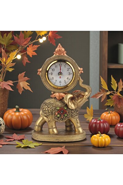 VDT STORE Saatli Lüks İşlemeli Fil Heykeli | Dekoratif Masaüstü Biblo | Ev & ...