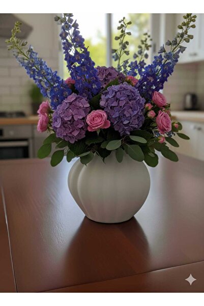 Velorahomee İskandinav Tarzı 15 cm Dekoratif Beyaz Çizgili vazo