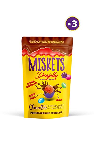 Miskets Renkli Şeker ve Sütlü Çikolata Kaplamalı Drajelly 120 gr x 3 Adet