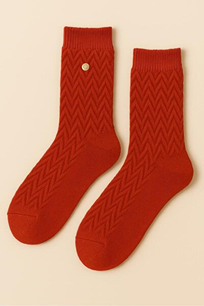 BONY SOCKS Дамски вълнени чорапи до глезена с капси, оранжеви