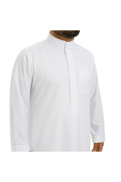 lebbson Men's robe with regular zipper, luxurious white color - Length 137 cm