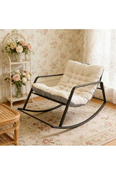 Mtanvxay أريكة سرير هزازة مزدوجة مبطنة وعصرية، كرسي استرخاء خارجي مع مساند لل...