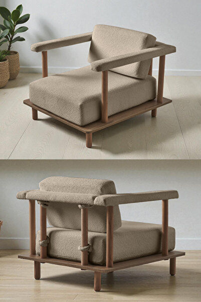 Eymense Pia Tekli Koltuk Sütlü Kahve