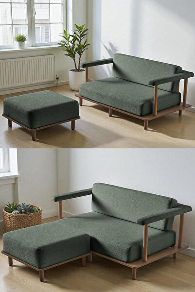 Eymense Pia İkili Koltuk + Puf Yeşil