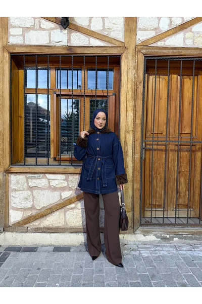 Butik Leopar Detaylı Kot Ceket Modelimiz