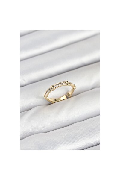 Epilons خاتم نسائي من النحاس بلون ذهبي مزين بحجر الزركون