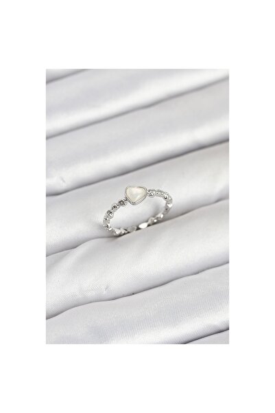 Epilons خاتم نسائي من النحاس الفضي اللون على شكل قلب